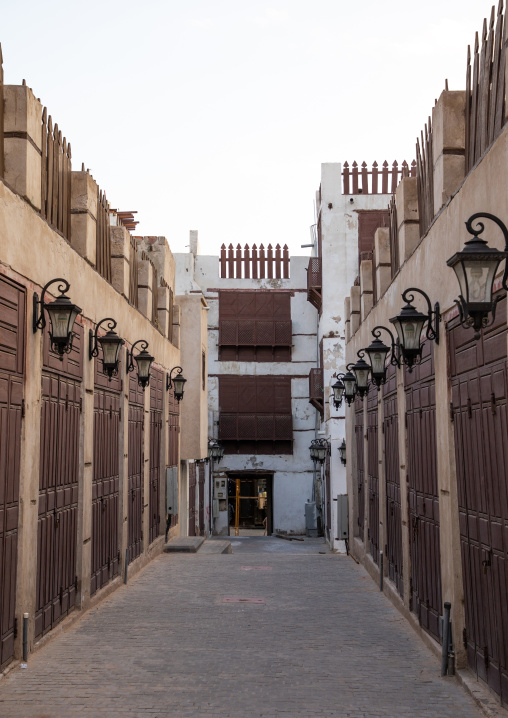 Closed shops in the souq, Mecca province, Jeddah, Saudi Arabia