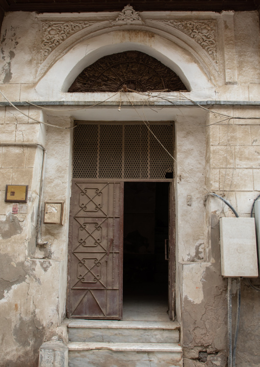 Metallic door of an historic house in the old quarter of al-Balad, Mecca province, Jeddah, Saudi Arabia
