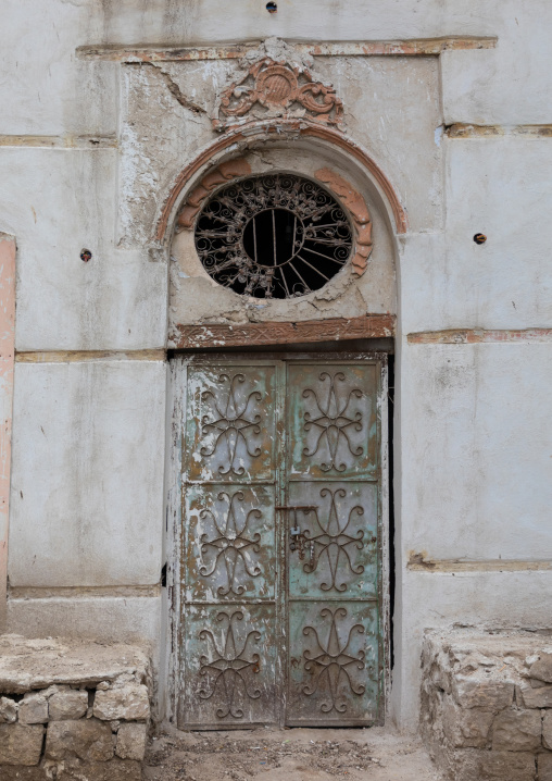 Metallic door of an historic house in the old quarter of al-Balad, Mecca province, Jeddah, Saudi Arabia