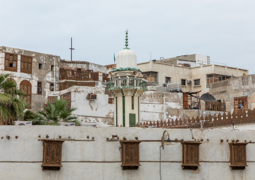 Old houses with wooden mashrabiyas in al-Balad quarter, Mecca province, Jeddah, Saudi Arabia