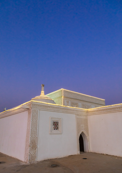 Farasani house with gypsum decoration and frescoes in the heritage village, Jizan Province, Jizan, Saudi Arabia