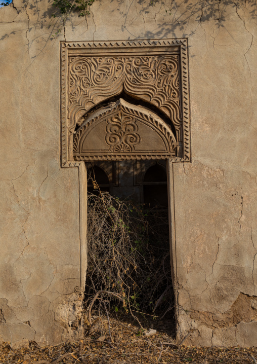 Doorway gypsum decoration of a farasani house, Red Sea, Farasan, Saudi Arabia
