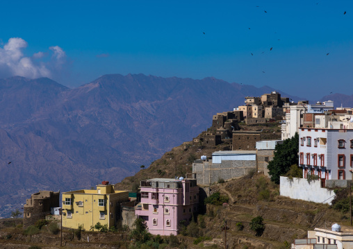 Modern and old houses built in the mountains, Jizan Province, Addayer, Saudi Arabia