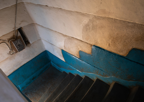 Stairs in a majlis in a traditional mud house, Najran Province, Najran, Saudi Arabia