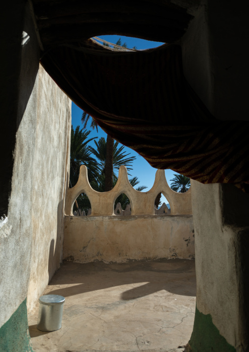 Traditional mud house terrace with crenels, Najran Province, Najran, Saudi Arabia