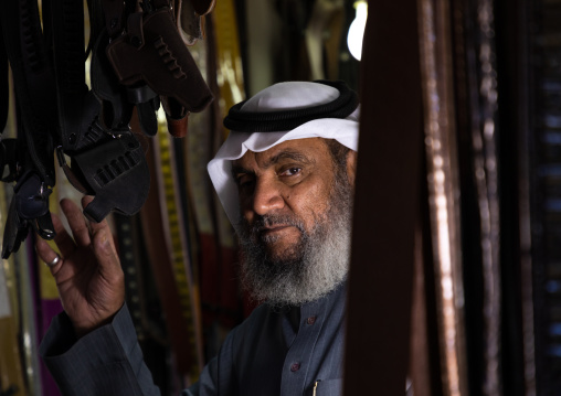 Portrait of a smiling saudi man from the south in a market, Najran Province, Najran, Saudi Arabia