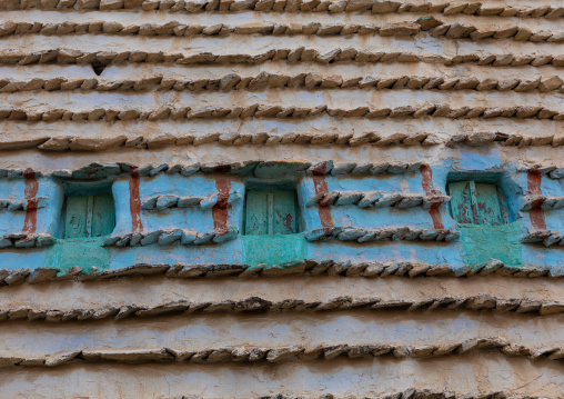 Stone and mud house with slates in al Khalaf village, Asir province, Sarat Abidah, Saudi Arabia