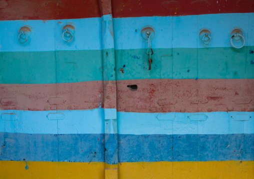 Old colorful door in al Khalaf village, Asir province, Sarat Abidah, Saudi Arabia