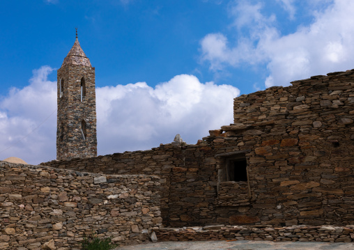 Mosque made of stones, Asir province, Tanomah, Saudi Arabia