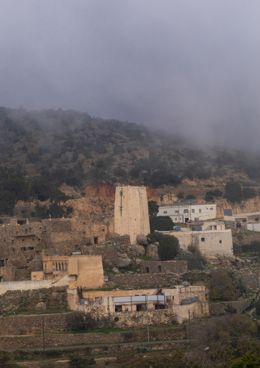 Old houses built in stones in heritage village, Asir province, Al Olayan, Saudi Arabia