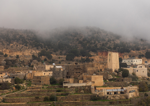 Old houses built in stones in heritage village, Asir province, Al Olayan, Saudi Arabia