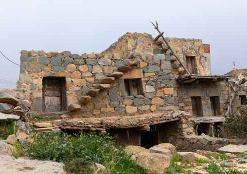 Old houses built in stones in heritage village, Asir province, Al Olayan, Saudi Arabia