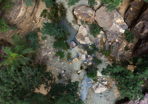 Wadi Lajab aerial view, Jizan Province, Jebel Qahar, Saudi Arabia