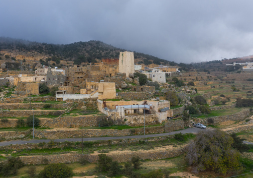 Old houses built in stones in heritage village, Asir province, Al Olayan, Saudi Arabia
