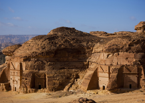 Nabataean tomb in al-Hijr archaeological site in Madain Saleh, Al Madinah Province, Alula, Saudi Arabia