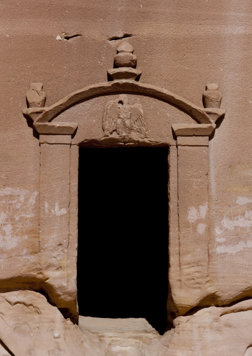 Nabataean tomb in al-Hijr archaeological site in Madain Saleh, Al Madinah Province, Alula, Saudi Arabia
