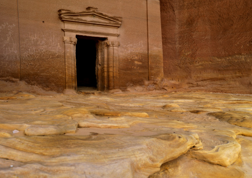 Nabataean tomb in al-Hijr archaeological site in Madain Saleh, Al Madinah Province, Alula, Saudi Arabia