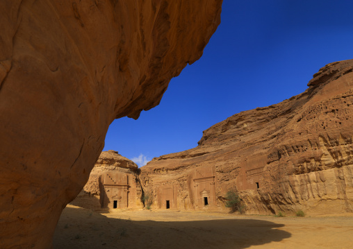 Nabataean tomb in al-Hijr archaeological site in Madain Saleh, Al Madinah Province, Alula, Saudi Arabia