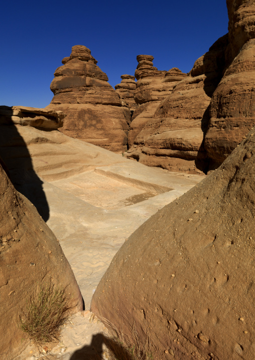 Nabataean tomb in al-Hijr archaeological site in Madain Saleh, Al Madinah Province, Alula, Saudi Arabia