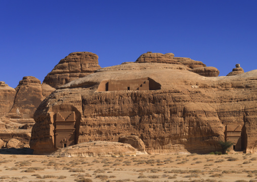 Nabataean tomb in al-Hijr archaeological site in Madain Saleh, Al Madinah Province, Alula, Saudi Arabia