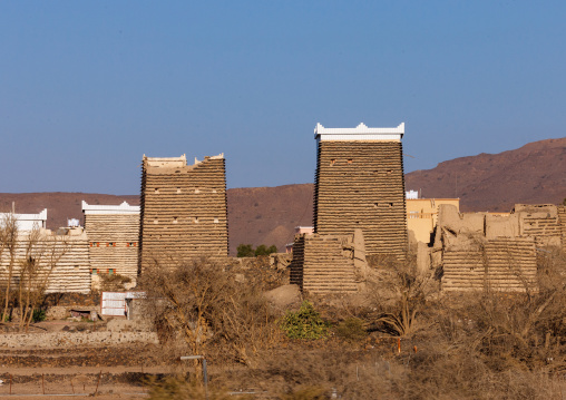 Traditional clay and silt homes in a village, Najran Province, Najran, Saudi Arabia