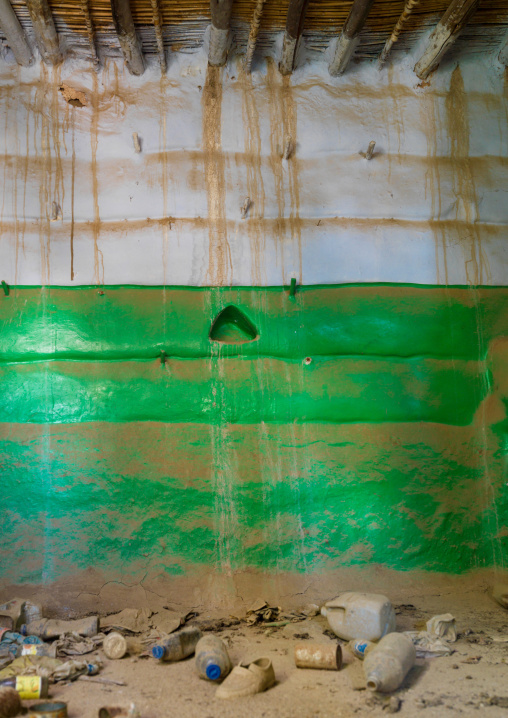 Painted wall of an asir traditional house, Asir Province, Ahad Rafidah, Saudi Arabia