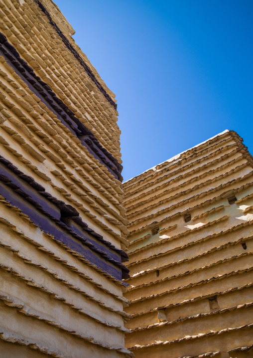 Traditional clay and silt homes in a village, Asir Province, Al Osran, Saudi Arabia