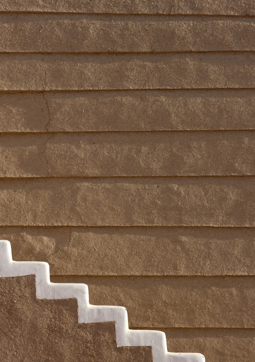 Stairs in the mud fort Emarah palace in Aba Alsaud historical area, Najran Province, Najran, Saudi Arabia