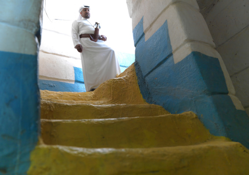Colorful decoration inside a traditional house, Najran Province, Najran, Saudi Arabia