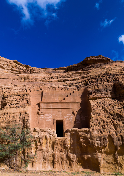 Nabataean tomb in madain saleh archaeologic site, Al Madinah Province, Al-Ula, Saudi Arabia