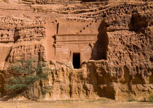 Nabataean tomb in madain saleh archaeologic site, Al Madinah Province, Al-Ula, Saudi Arabia