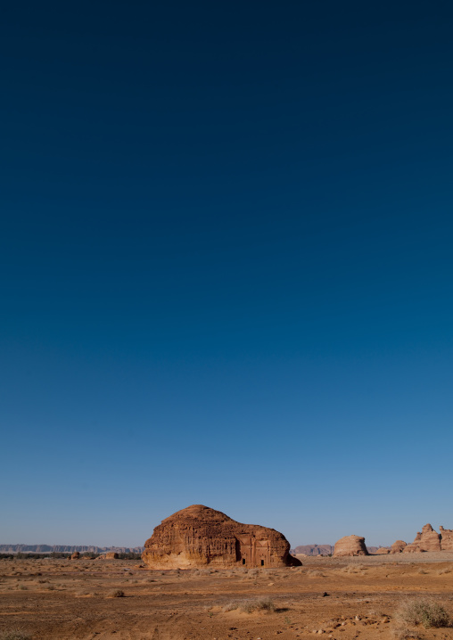 Nabataean tomb in al-Hijr archaeological site in Madain Saleh, Al Madinah Province, Alula, Saudi Arabia