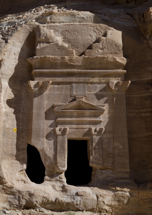 Nabataean tomb in al-Hijr archaeological site in Madain Saleh, Al Madinah Province, Alula, Saudi Arabia