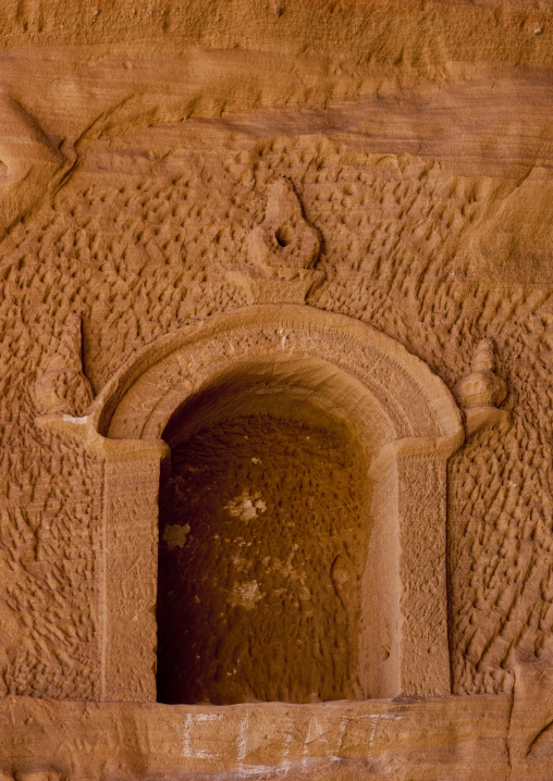 Nabataean tomb in al-Hijr archaeological site in Madain Saleh, Al Madinah Province, Alula, Saudi Arabia