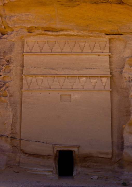 Nabataean tomb in al-Hijr archaeological site in Madain Saleh, Al Madinah Province, Alula, Saudi Arabia
