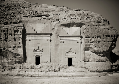 Nabataean tomb in al-Hijr archaeological site in Madain Saleh, Al Madinah Province, Alula, Saudi Arabia