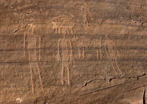 Petroglyphs rock art depicting people, Al Madinah Province, Alula, Saudi Arabia