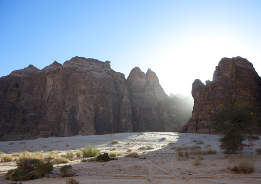 Rocky landscape of Madain Saleh, Al Madinah Province, Alula, Saudi Arabia