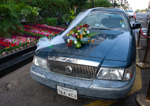 Car in the street decorated for a wedding, Hijaz Tihamah region, Jeddah, Saudi Arabia