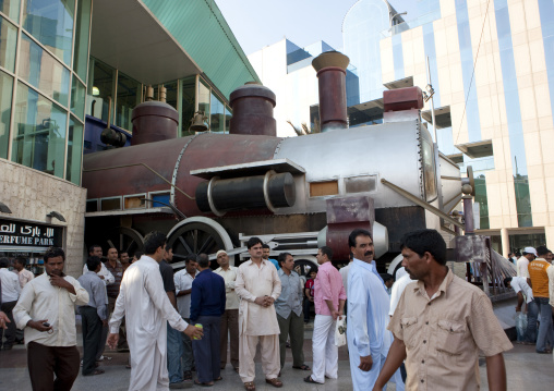 Steam train decoration in commercial center, Mecca province, Jeddah, Saudi Arabia