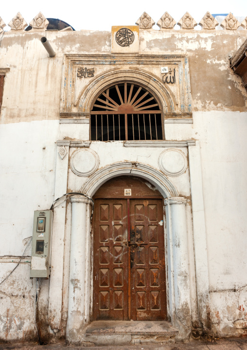 Wooden door house in the old quarter, Hijaz Tihamah region, Jeddah, Saudi Arabia
