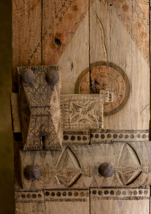 Old wooden door in Musmak fort, Riyadh Province, Riyadh, Saudi Arabia