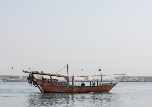 Traditional dhow in a bay, Jizan Region, Jizan, Saudi Arabia