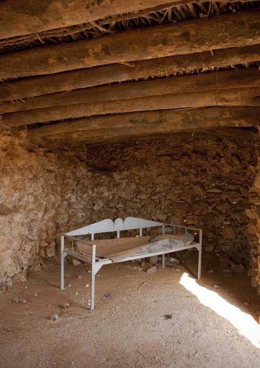 Bed inside a traditional house, Red Sea, Farasan, Saudi Arabia