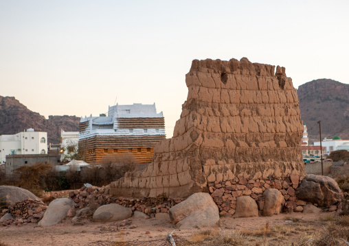 Traditional clay and silt homes in a village, Asir Province, Aseer, Saudi Arabia