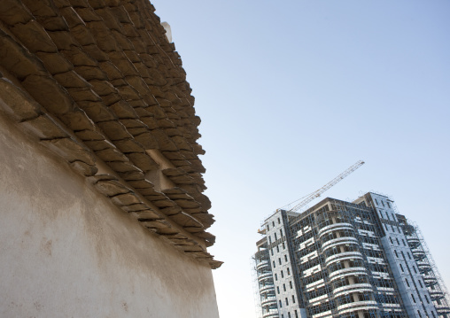 old traditional house and modern building, Asir province, Abha, Saudi Arabia