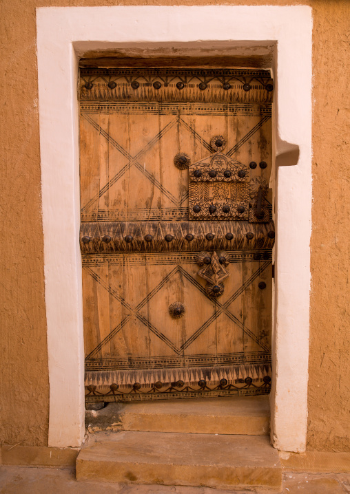 Old wooden door in musmak fort, Riyadh Province, Riyadh, Saudi Arabia