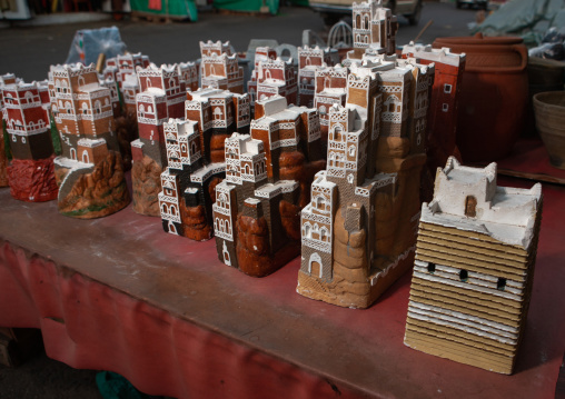 Small souvenirs houses for sale in the market, Asir province, Abha, Saudi Arabia