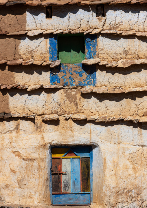 Traditional clay and silt homes in a village, Asir Province, Aseer, Saudi Arabia