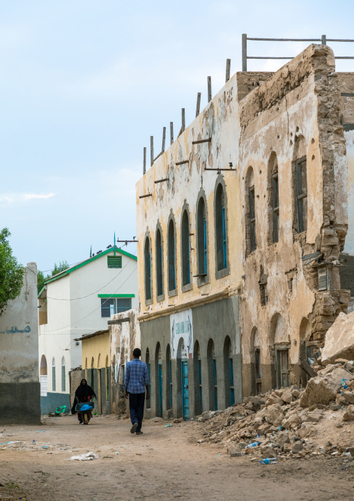 Somali people walking in the old town, Sahil region, Berbera, Somaliland